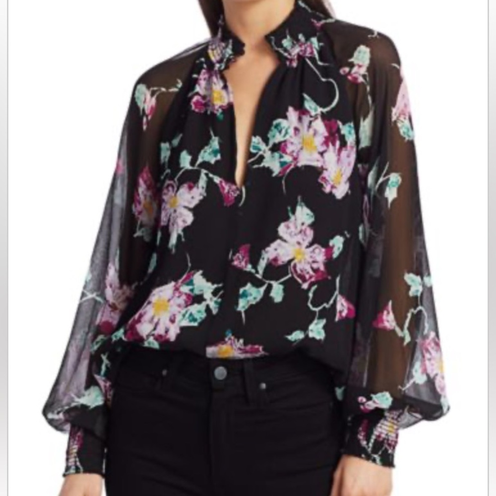 A.L.C. Venetia High-Neck Floral Top